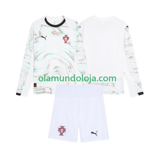 Camisola Portugal Criança Equipamento Segundo 2025 Manga Comprida